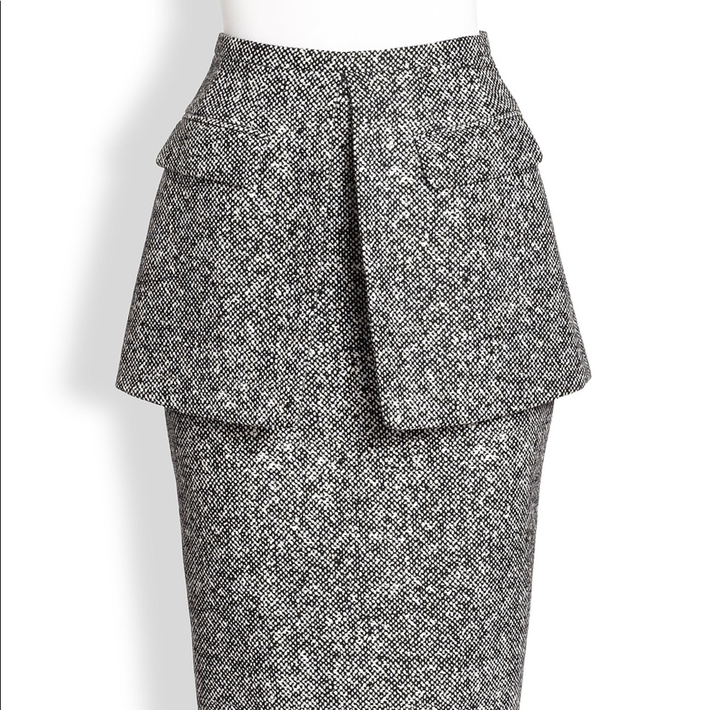 Michael Kors Peplum Black & White Jacquard Tweed Skirt